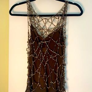 Allen B Beaded Top - NWT Brown